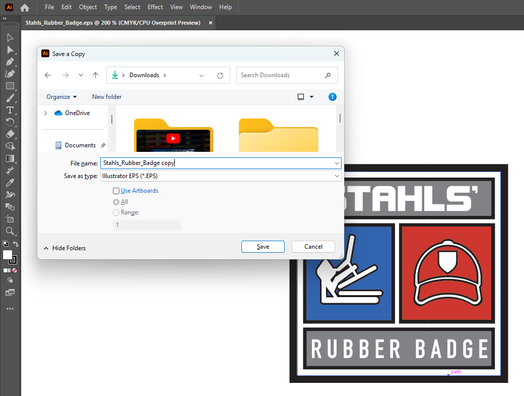 How to save artwork for custom transfers