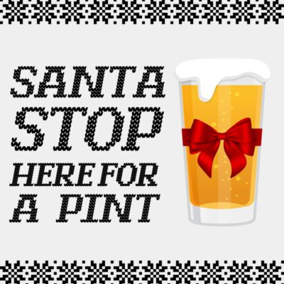 Santa Stop Here Pint Black Thumbnail