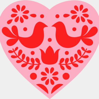 Heart Folk Art Pink Thumbnail